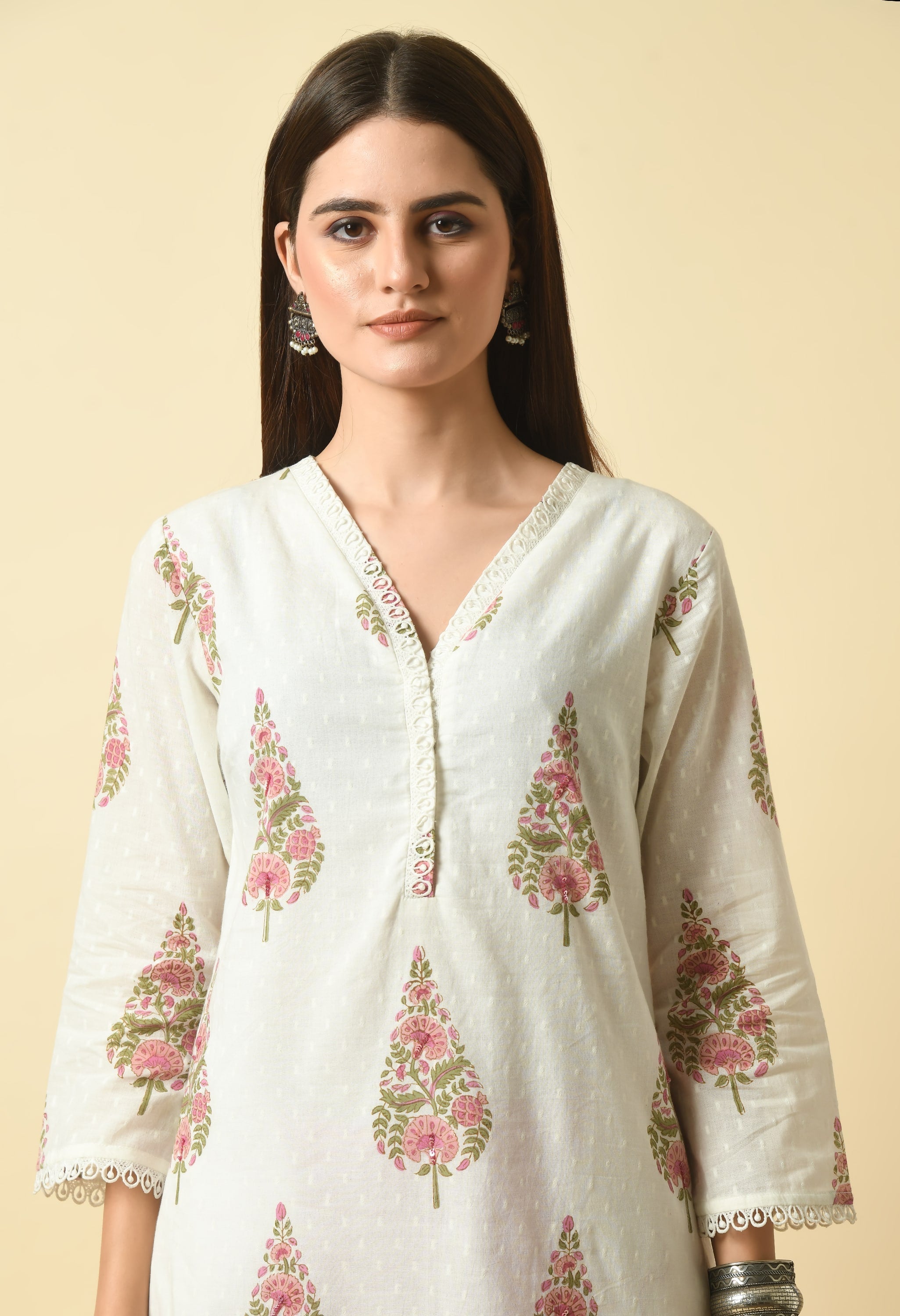 Madhuri Hand Block Cotton Kurta Set | Buy Hand Block Print Kurtas Set
